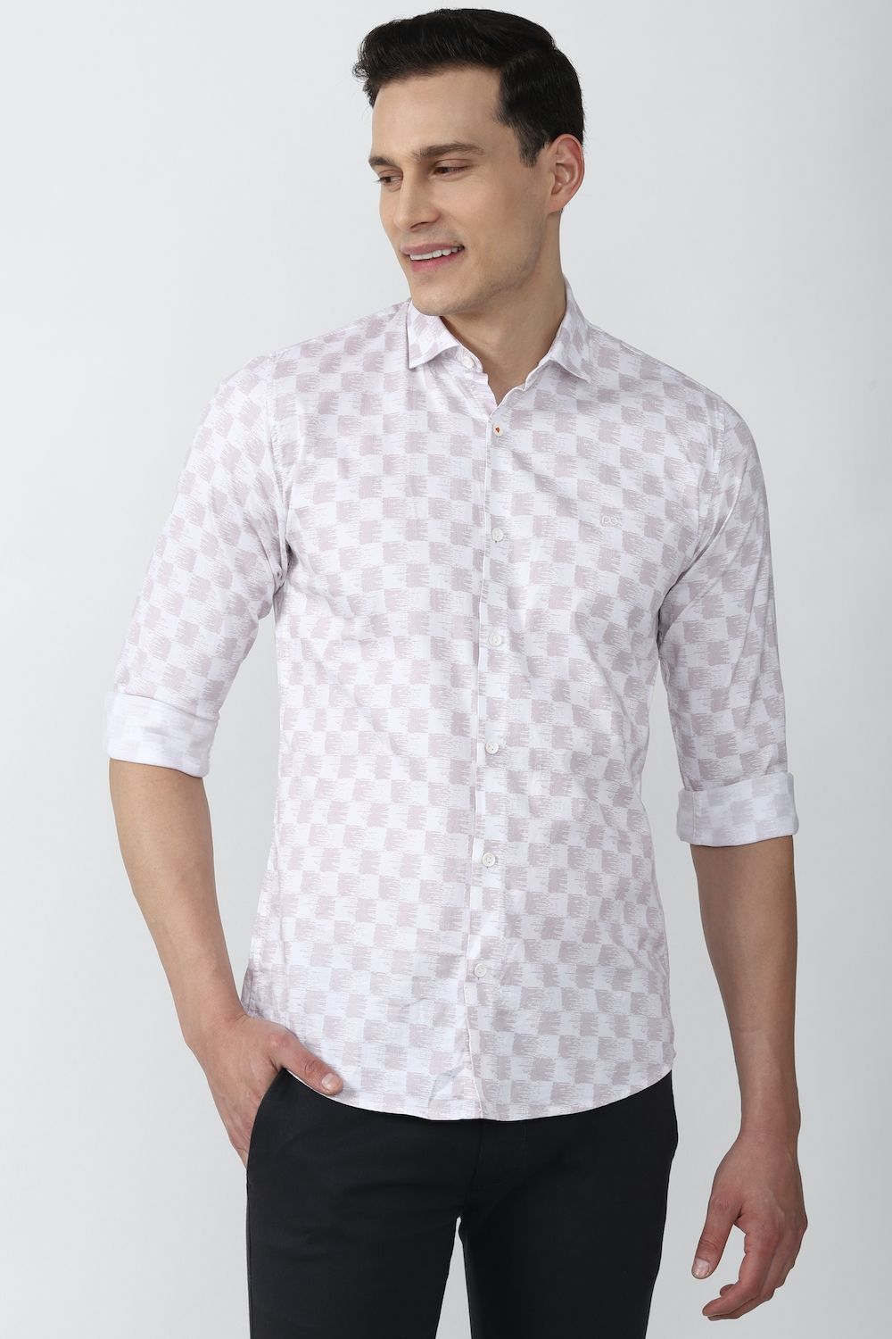 Men Purple Slim Fit Print Full Sleeves Casual Shirt