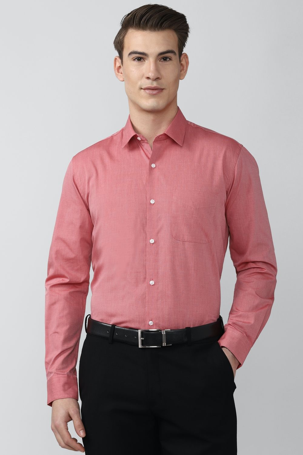 Men Pink Regular Fit Formal Full Sleeves Formal Shirt