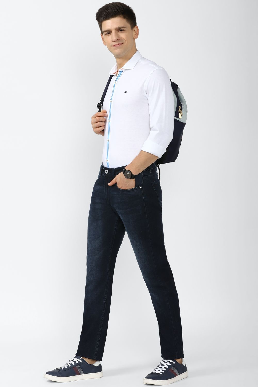 Men White Slim Fit Solid Full Sleeves Casual Shirt