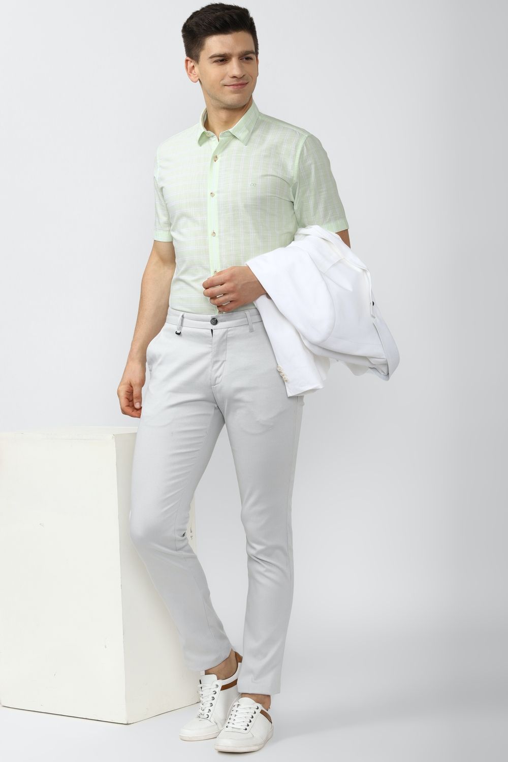 Peter England Green Half Sleeves Casual Shirt