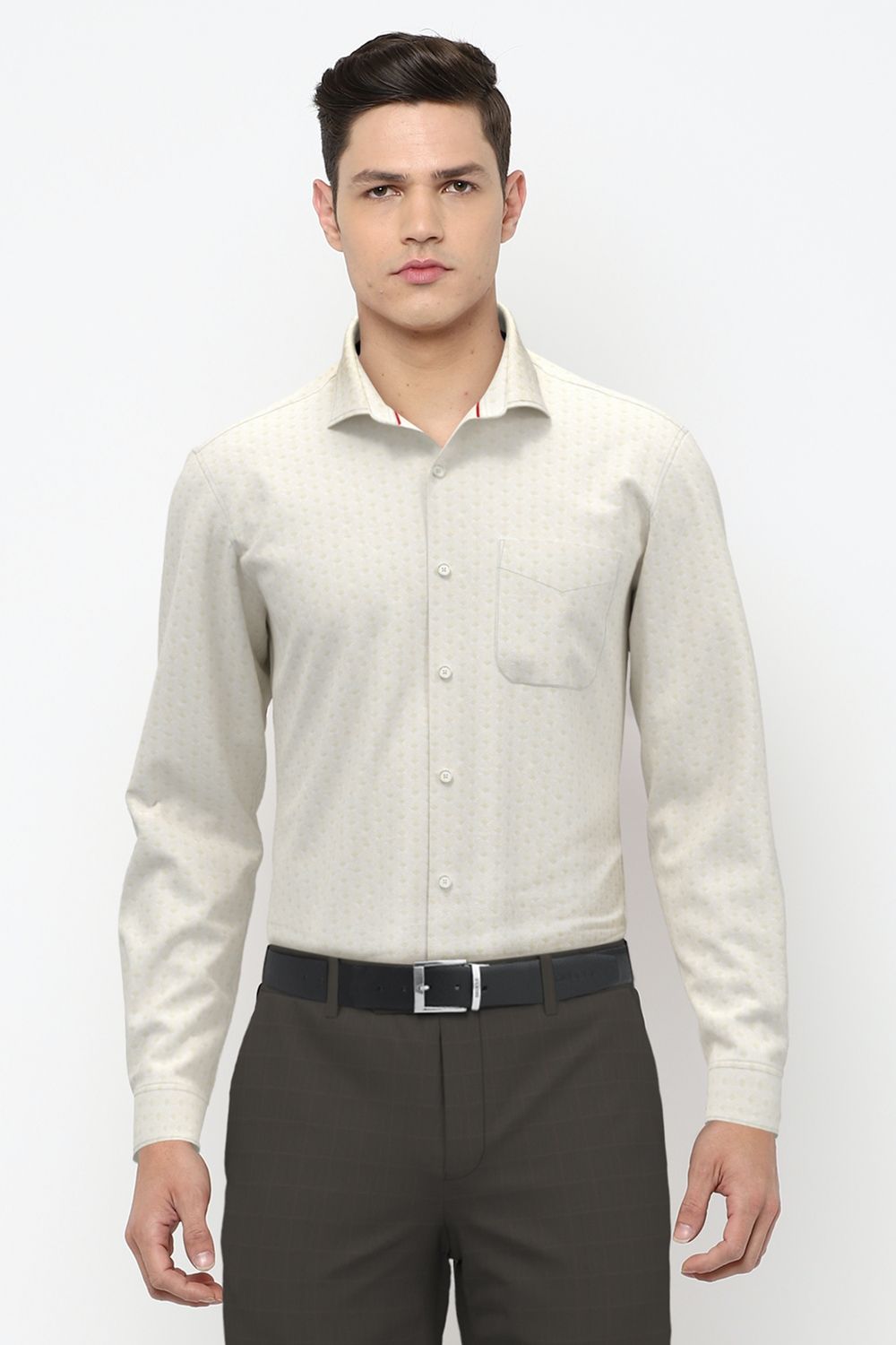 Men White Regular Fit Formal Full Sleeves Formal Shirt