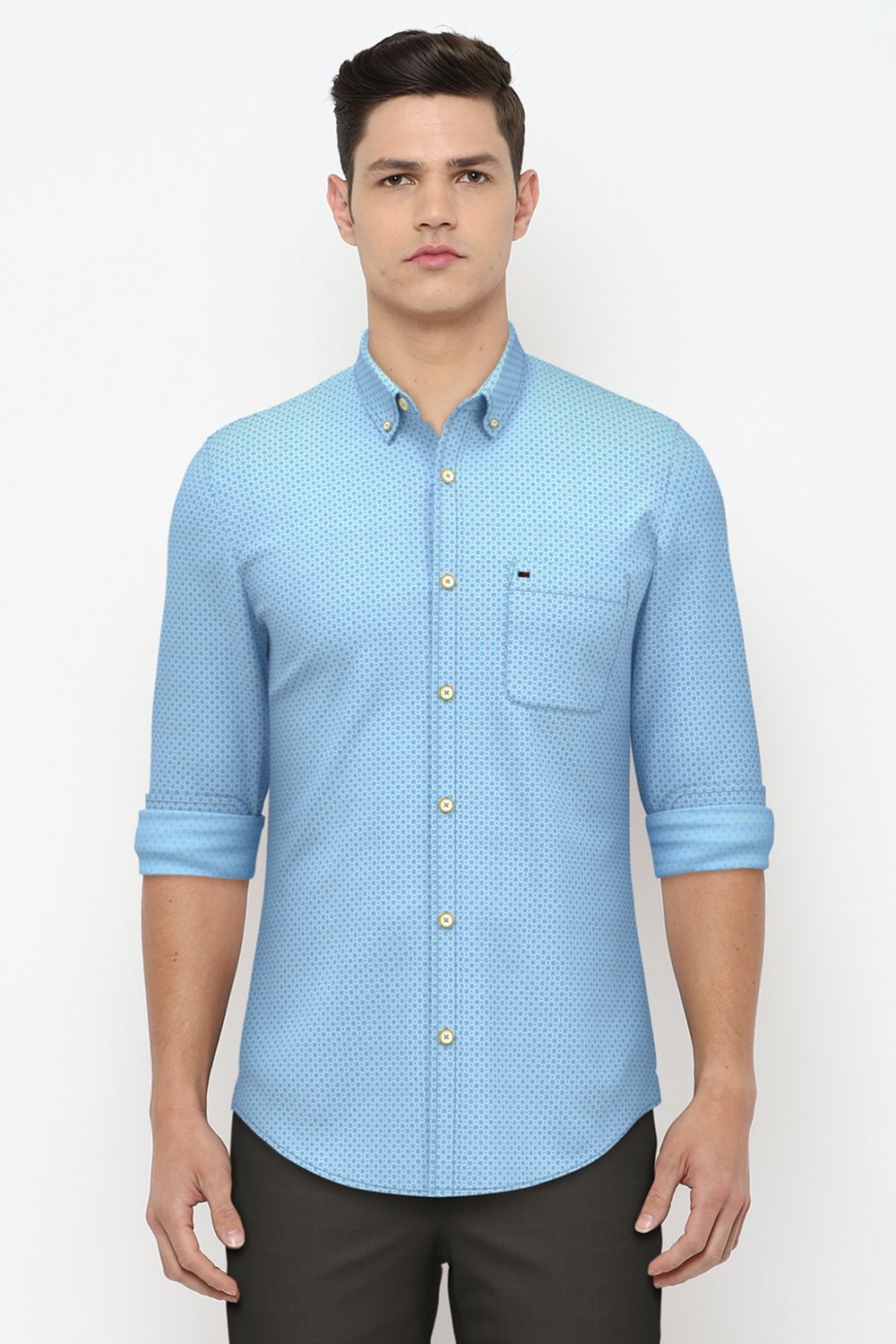 Men Blue Slim Fit Print Full Sleeves Casual Shirt