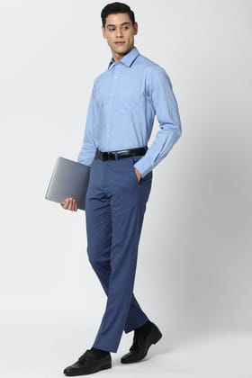 Men Blue Regular Fit Formal Full Sleeves Formal Shirt