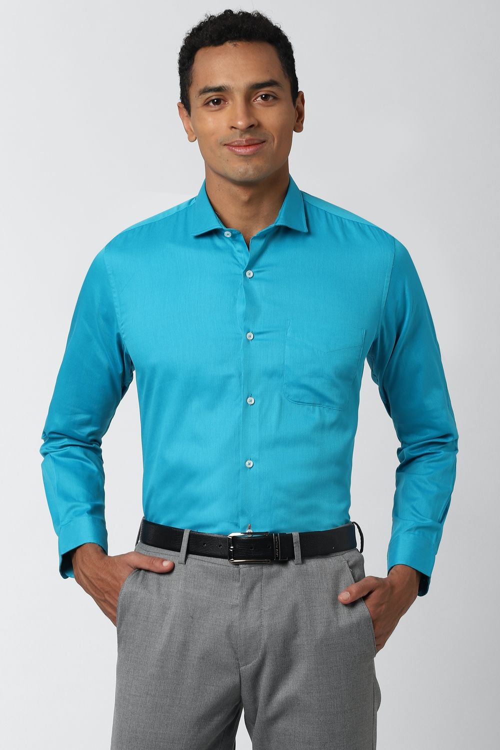 Men Blue Regular Fit Formal Full Sleeves Formal Shirt