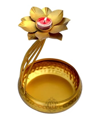 Urli Bowl Flower Design with Tealight Candle Holder for Diwali Christmas and New Year Urli Bowl Flower Design with Tealight Candle Holder for Diwali Christmas and New Year