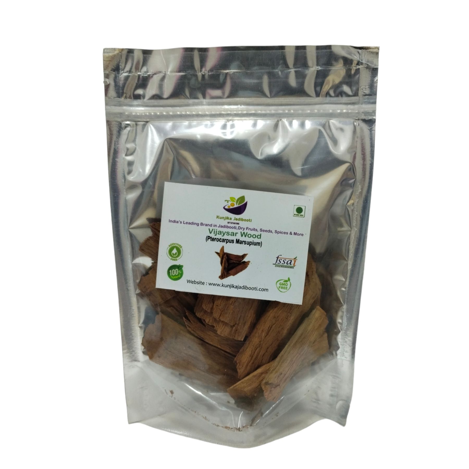 Kunjika Jadibooti Vijaysar Lakdi - Vijaysaar Wood - Bijasal - Indian Kino - Pterocarpus Marsupium - 100 gm