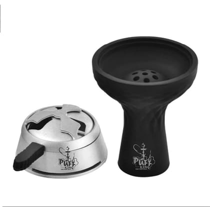 Puff King Kloud Lotus Plus with Silicon Chillum for Hookah Heat Management System, Black Puff King Kloud Lotus Plus with Silicon Chillum for Hookah Heat Management System, Black