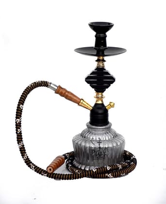 Puff King Hookah Pot Set Black New Decorative Glass Hookah for Flavour Hukkah (14.5 Inches)