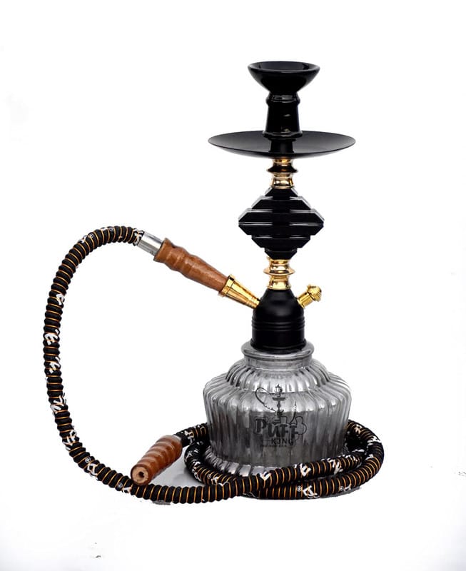 Puff King Hookah Pot Set Black New Decorative Glass Hookah for Flavour Hukkah (14.5 Inches)