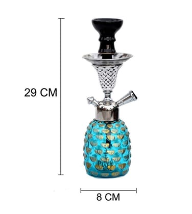 Puff King Hookah Pot Designer Decorative Pineapple Glass Hookah Pot Sliver stem (12 inch) Sky Puff King Hookah Pot Designer Decorative Pineapple Glass Hookah Pot Sliver stem (12 inch) Sky