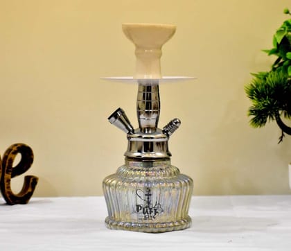 Puff King Hookah Pot Set Designer Glass Hookah Pot with Silver Stem (12 inch) PFK-HUK-5033 Puff King Hookah Pot Set Designer Glass Hookah Pot with Silver Stem (12 inch) PFK-HUK-5033