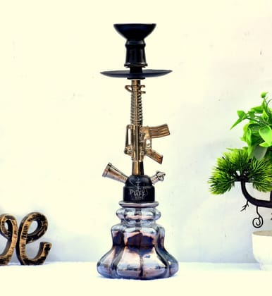 Puff King Hookah Pot Glass Smoking Hookah with Ceramic Chillum for Home Decor and Refreshment.(5037-GUN) Puff King Hookah Pot Glass Smoking Hookah with Ceramic Chillum for Home Decor and Refreshment.(5037-GUN)