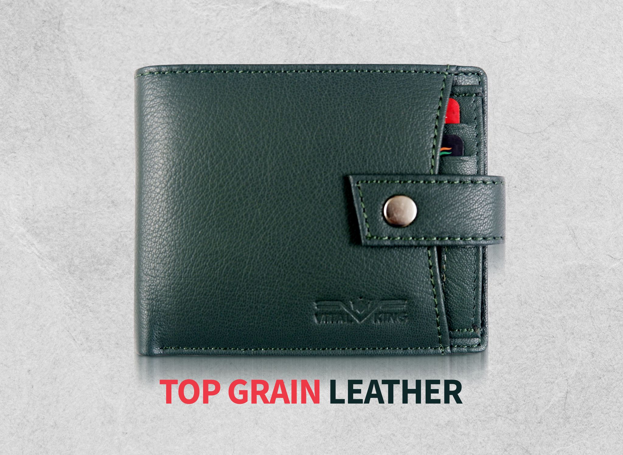 Vital King Men Trendy, Travel Green Genuine Leather RFID Wallet (8 Card Slots)