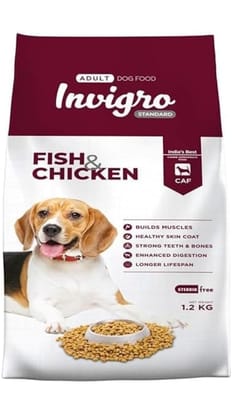 INVIGRO Standard Fish & Chicken Dry Adult Dog Food, High Protein Variant (Standard - 1.2 KG) INVIGRO Standard Fish & Chicken Dry Adult Dog Food, High Protein Variant (Standard - 1.2 KG)