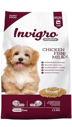 INVIGRO Puppy Chicken Fish Milk Dry Dog Food, 1.2 KG Pack INVIGRO Puppy Chicken Fish Milk Dry Dog Food, 1.2 KG Pack
