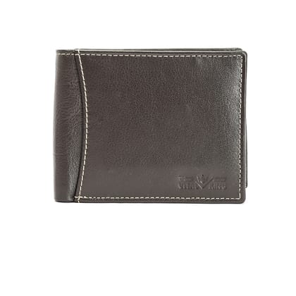 Vital King Men Travel Brown Genuine Leather RFID Wallet  (9 Card Slots)