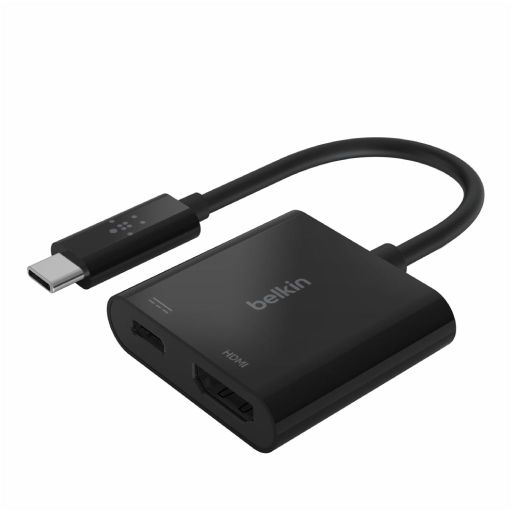 Belkin USB-C to HDMI Adapter + Charge (Supports 4K UHD Video, Pass-Through Power up to 60W for Connected Devices) HDMI Adapter- Black