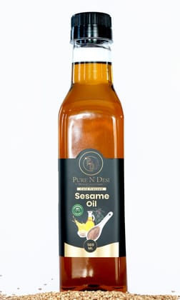 PURE N DESI Cold Pressed Sesame Oil | Gingelly Oil| Til Ka Tel | Wood Pressed Sesame Oil for Cooking - 500ML Bottle PURE N DESI Cold Pressed Sesame Oil | Gingelly Oil| Til Ka Tel | Wood Pressed Sesame Oil for Cooking - 500ML Bottle