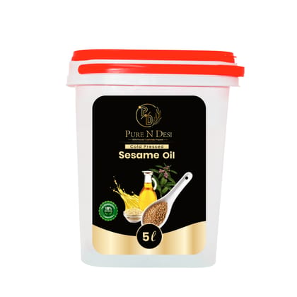 PURE N DESI Cold Pressed Sesame Oil | Gingelly Oil| Til Ka Tel | Wood Pressed Sesame Oil for Cooking - 5 Litre PURE N DESI Cold Pressed Sesame Oil | Gingelly Oil| Til Ka Tel | Wood Pressed Sesame Oil for Cooking - 5 Litre