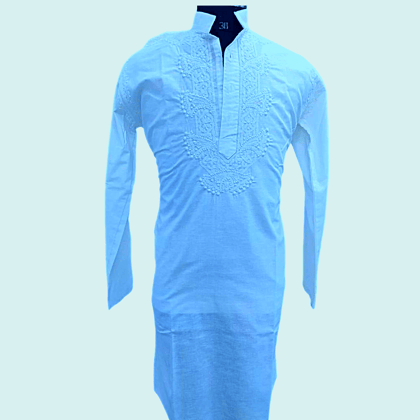 Blue Hervey Sequin Chikankari Kurta Set