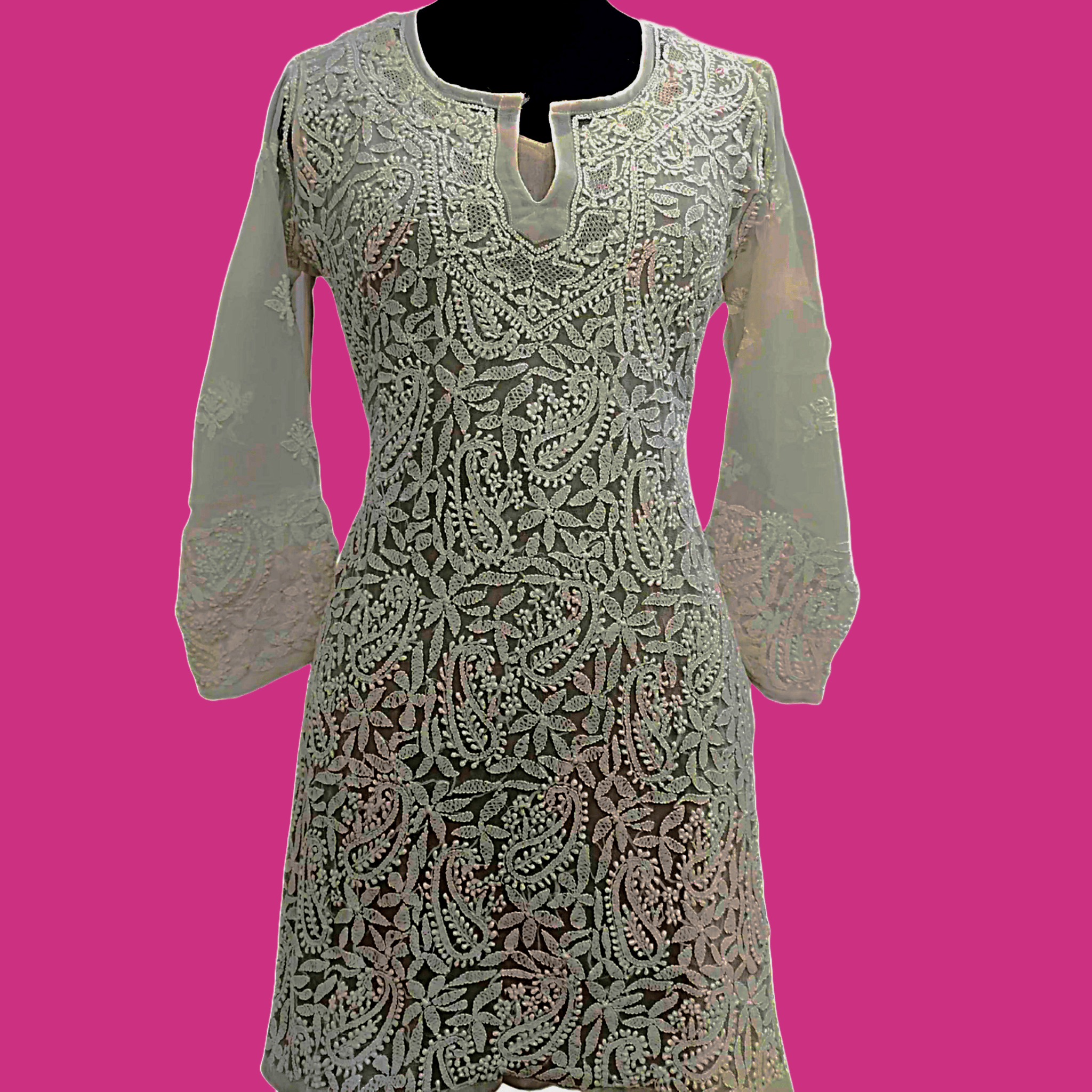 Grey on Gray chikankari kurti Gala boutique Cotton