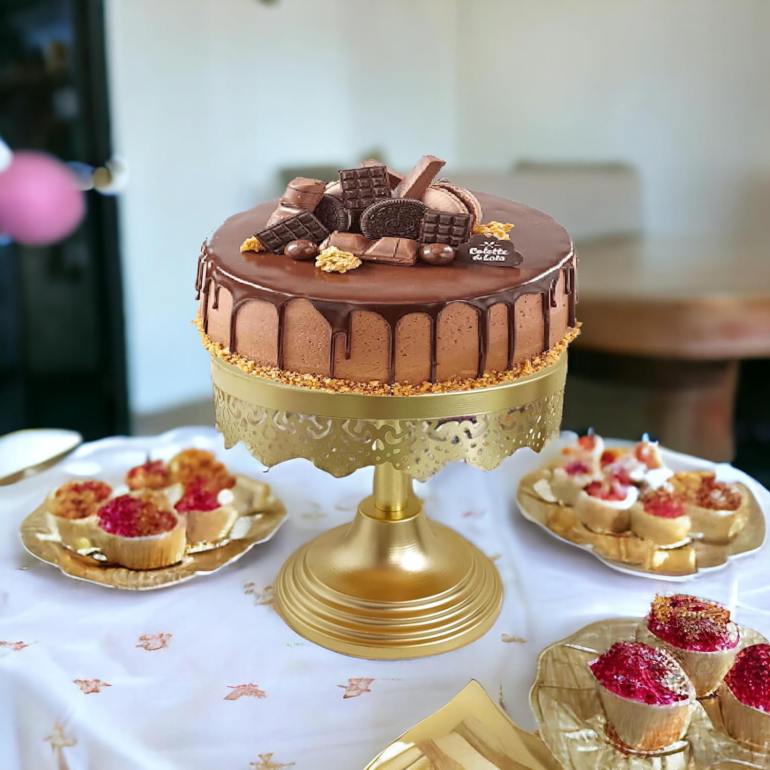 Adorable Creations India;'s Gold Round Cake Stand | Golden Cake Stand | Metal Cake Stand for Your Birthdays