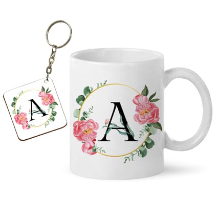 A Alphabet Mug | Coffee Mug + Keychain ATMK-1