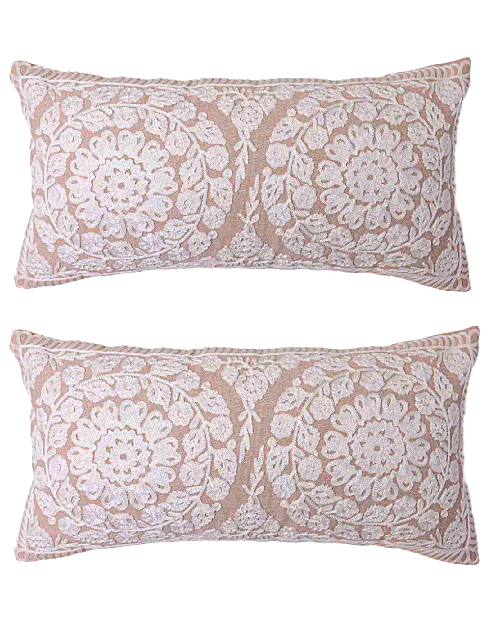Chikankari Pillow Covers Set of 2, Cotton, Softest Long Staple Luxury Premium Pillowcases (White, Standard- 46 x 67 cm)