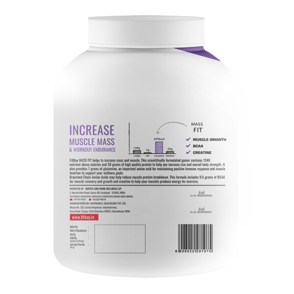 Fitbuy MassFit - Mass Gainer Protein 6 lbs (Double Rich Chocolate) with Fiber For Easy Digestion, Tested for Purity, Advanced Muscle Gain & Weight Gain, 25g Protein, 139g Carbs, 7500mg Creatine, 5.7g Carbs, Essential Vitamins & Minerals