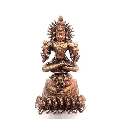 Searchers Paradise - Copper Idols Suriya Narayanar,4.7 inches, Copper Handmade 600 Grams, Patina Antique Finish, Pack of 1 Piece
