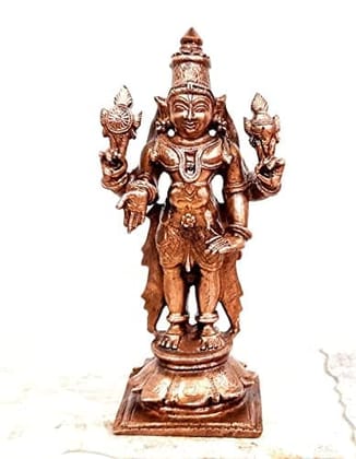 Searchers Paradise - Copper Idols Lord Venkateswara,4.2 inches, Copper Handmade 385 Grams, Patina Antique Finish, Pack of 1 Piece