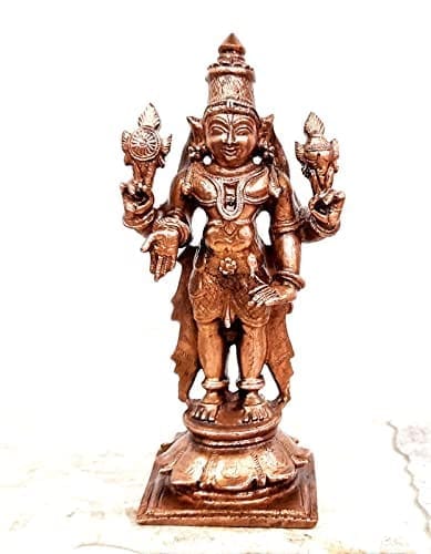 Searchers Paradise - Copper Idols Lord Venkateswara,4.2 inches, Copper Handmade 385 Grams, Patina Antique Finish, Pack of 1 Piece