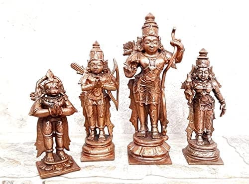 Searchers Paradise - Copper Idols Ram Darbar, 5.3 inches, Copper Handmade 730 Grams, Patina Antique Finish, Pack of 1 Piece