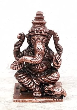 Searchers Paradise - Copper Idols  Ganesh,1.6 inches, Copper Handmade 50  Grams, Patina Antique Finish, Pack of 1 Piece