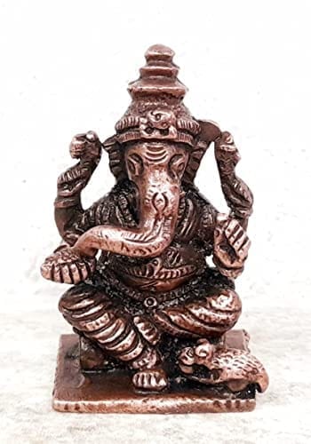 Searchers Paradise - Copper Idols  Ganesh,1.6 inches, Copper Handmade 50  Grams, Patina Antique Finish, Pack of 1 Piece