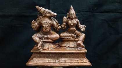 Searchers Paradise - Copper Idols Bhoo Varaghar and  Lakshmi , 3.3 inches, Copper Handmade  680 Grams, Patina Antique Finish, Pack of 1 Piece