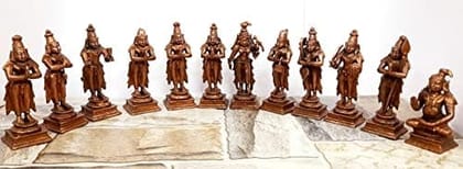 Searchers Paradise - Copper Idols Alwar,3.5 inches, Copper Handmade 1770 Grams, Patina Antique Finish, Pack of 1 Piece