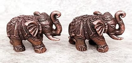 Searchers Paradise - Copper Idols Elephant Paired Idol,1 inches, Copper Handmade 60 Grams, Patina Antique Finish, Pack of 1 Piece