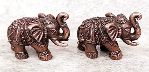 Searchers Paradise - Copper Idols Elephant Paired Idol,1 inches, Copper Handmade 60 Grams, Patina Antique Finish, Pack of 1 Piece