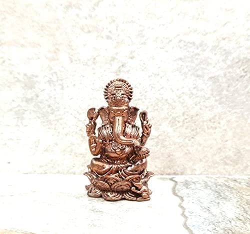 Searchers Paradise - Copper Idols Ganesh,1.4 inches, Copper Handmade 28 Grams, Patina Antique Finish, Pack of 1 Piece