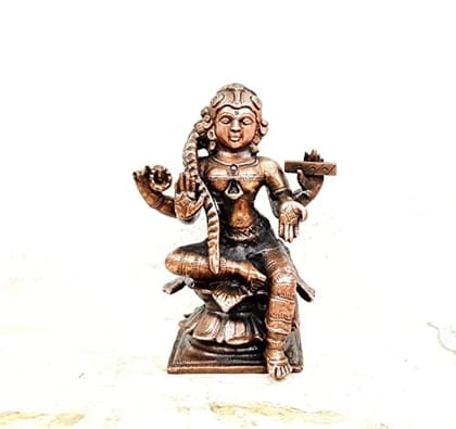 Searchers Paradise - Copper Idols Bala Tiripura sundari ,3.4 inches, Copper Handmade 322 Grams, Patina Antique Finish, Pack of 1 Piece