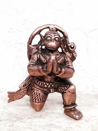 Searchers Paradise - Copper Idols Jai Veera Hanuman ,1.5 inches, Copper Handmade 48 Grams, Patina Antique Finish, Pack of 1 Piece