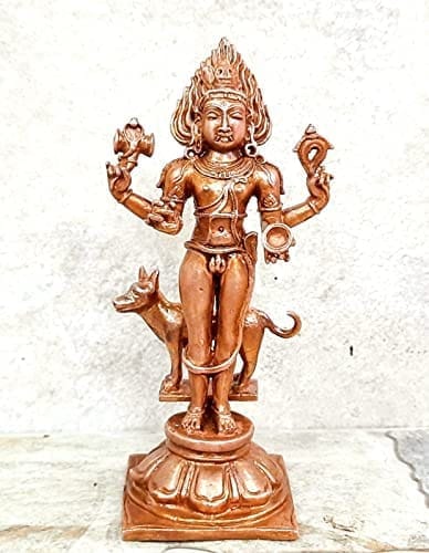 Searchers Paradise - Copper Idols Kalabhairavar,5.5  inches, Copper Handmade 430 Grams, Patina Antique Finish, Pack of 1 Piece