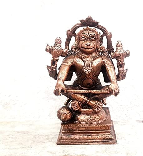 Searchers Paradise - Copper Idols  Hanuman,4.5 inches, Copper Handmade 730  Grams, Patina Antique Finish, Pack of 1 Piece