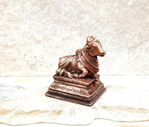 Searchers Paradise - Copper Idols Nandhi,  2 inches, Copper Handmade 152 Grams, Patina Antique Finish, Pack of 1 Piece