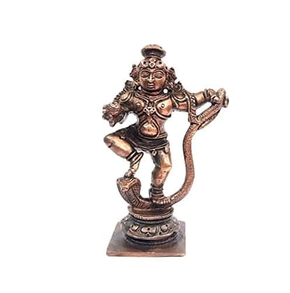 Searchers Paradise - Copper Idols Kalinganarthana Krishnar , 3.5 inches, Copper Handmade 192 Grams, Patina Antique Finish, Pack of 1 Piece