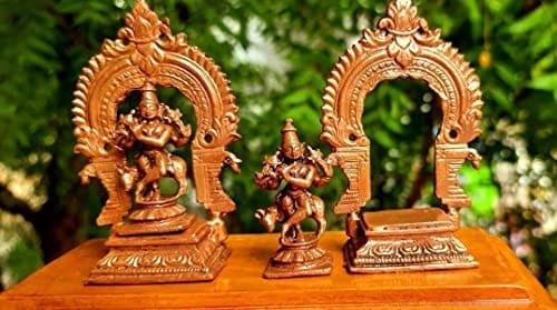 Searchers Paradise - Copper Idols Little Krishna with Prabhavalli, 3.3 inches, Copper Handmade 126 Grams, Patina Antique Finish, Pack of 1 Piece