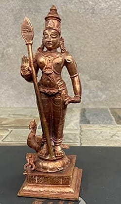 Searchers Paradise - Copper Idols Murugar,6.2 inches, Copper Handmade  550 Grams, Patina Antique Finish, Pack of 1 Piece
