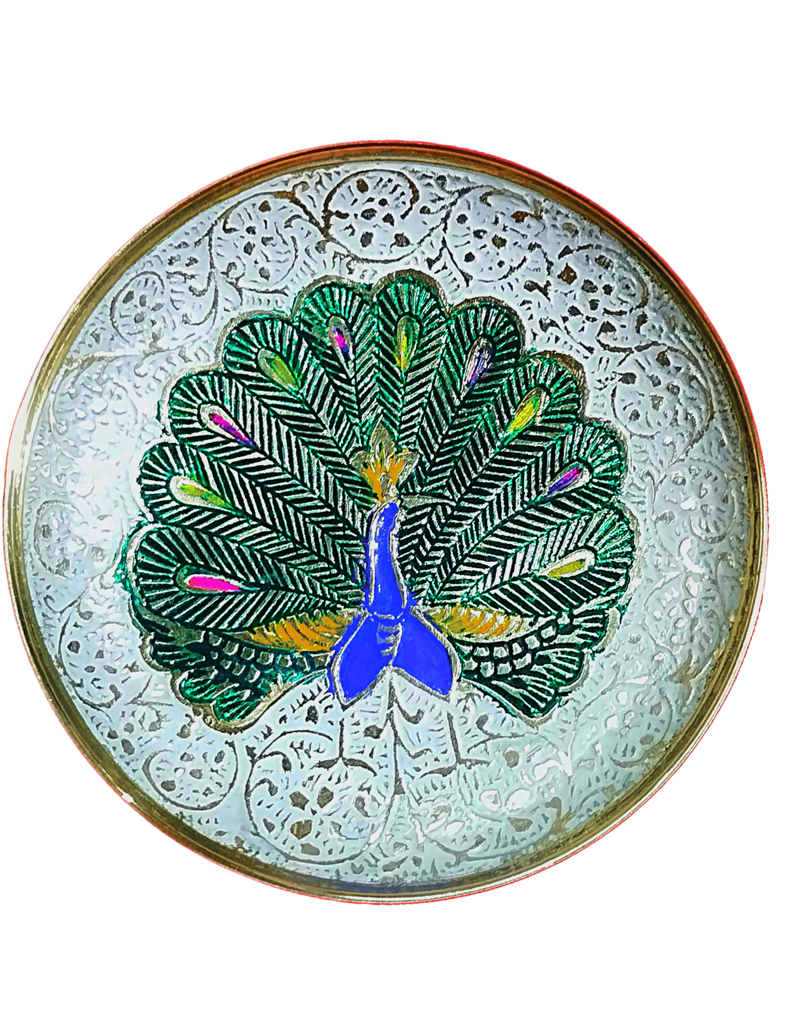 Brass Home Decorative Quarter Plate Peacock Meenakari Showpiece for Home and Office