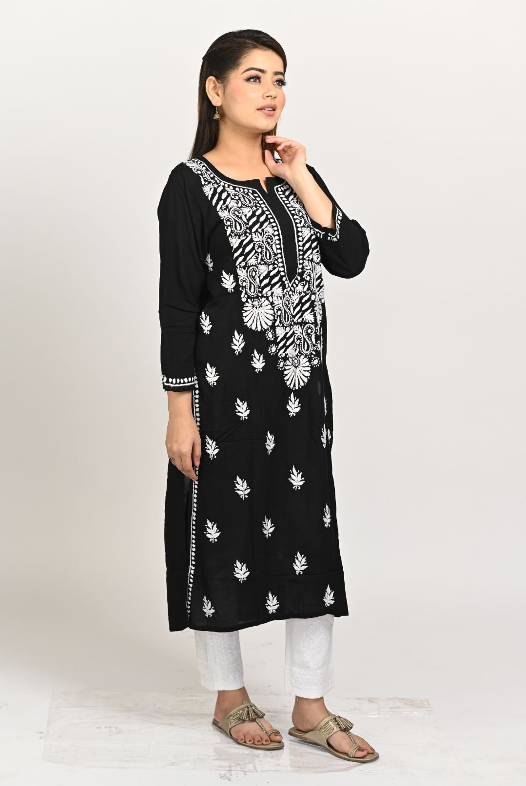 Ramaya chikankari Handwork Black Modal Kurti